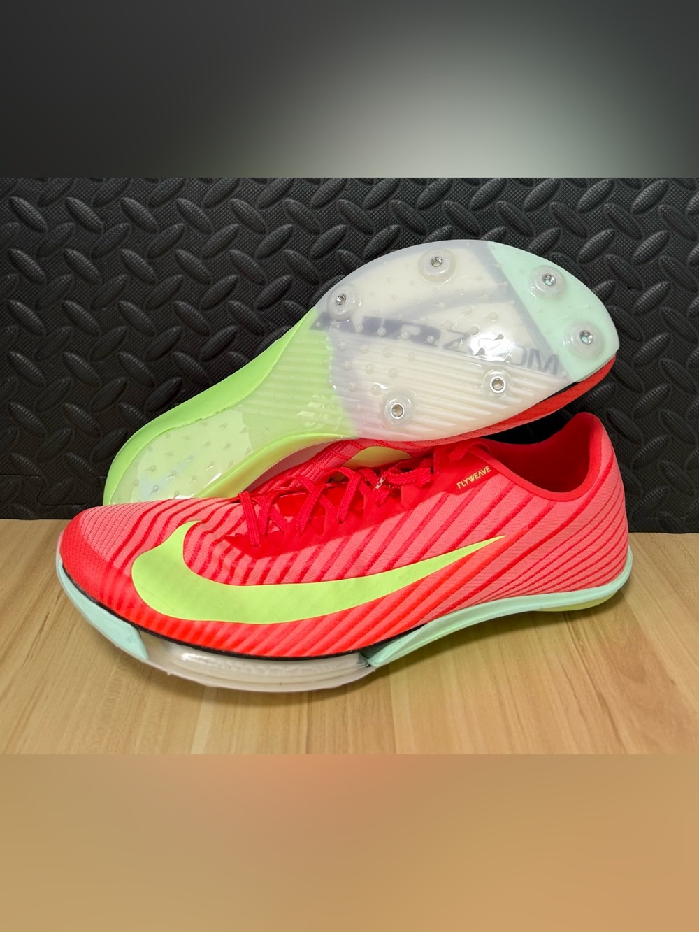 Nike Air Zoom Maxfly 2 Bright Crimson Lime Track Spikes FD8395-600 Mens Size 14